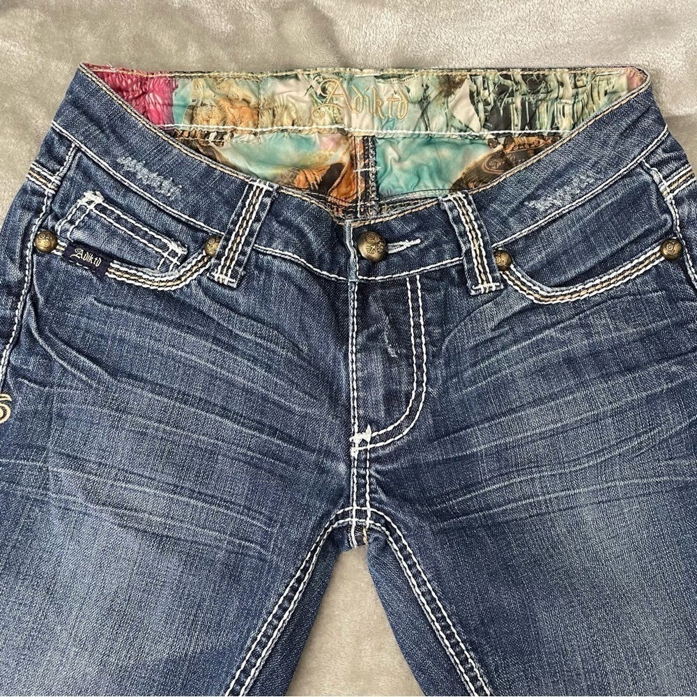 Adiktd Dark Wash Denim Jean Capris Women's Size 0 / 26 Y2K Style - Picture 2 of 10